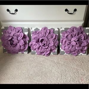 3 Fabric Flowers Wall Decor